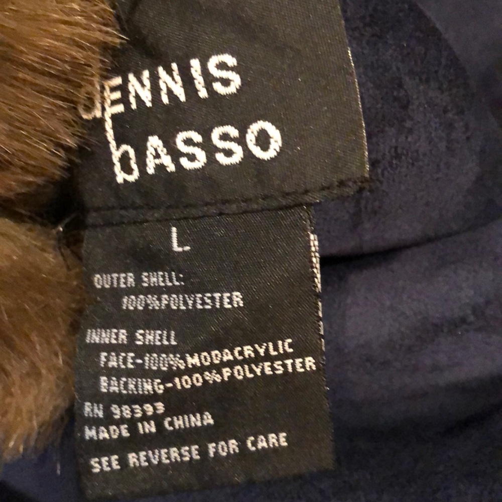 Faux leather and mink reversible coat blue